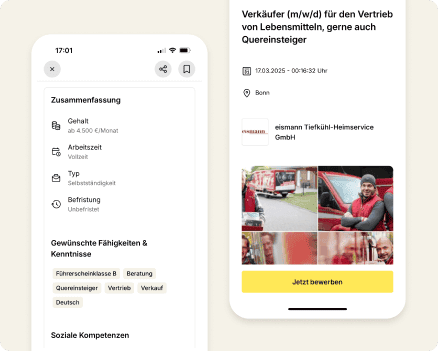 Stellenanzeige von Eismann in der meinestadt,de App